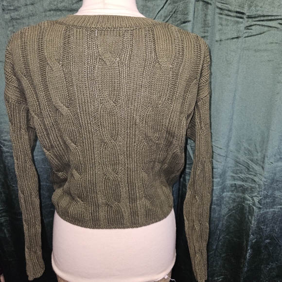 Madewell Cable Knit V Neck Crop Sweater - Picture 3 of 4